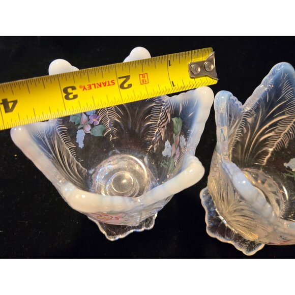 Vintage Hand-Painted Clear Glass Tulip-Style Candle Holders With Floral Design - Picture 10 of 10